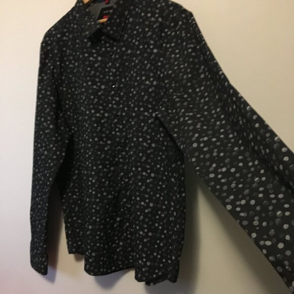 Point Zero Luxury Easy Iron Pixel Dot Semi Fit Button Down Dress Shirt - Picture 8 of 14